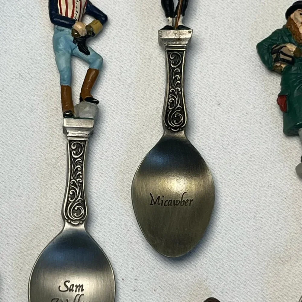 1981‎ Franklin Mint Charles Dickens Christmas Carol Set of 12 Pewter Spoons